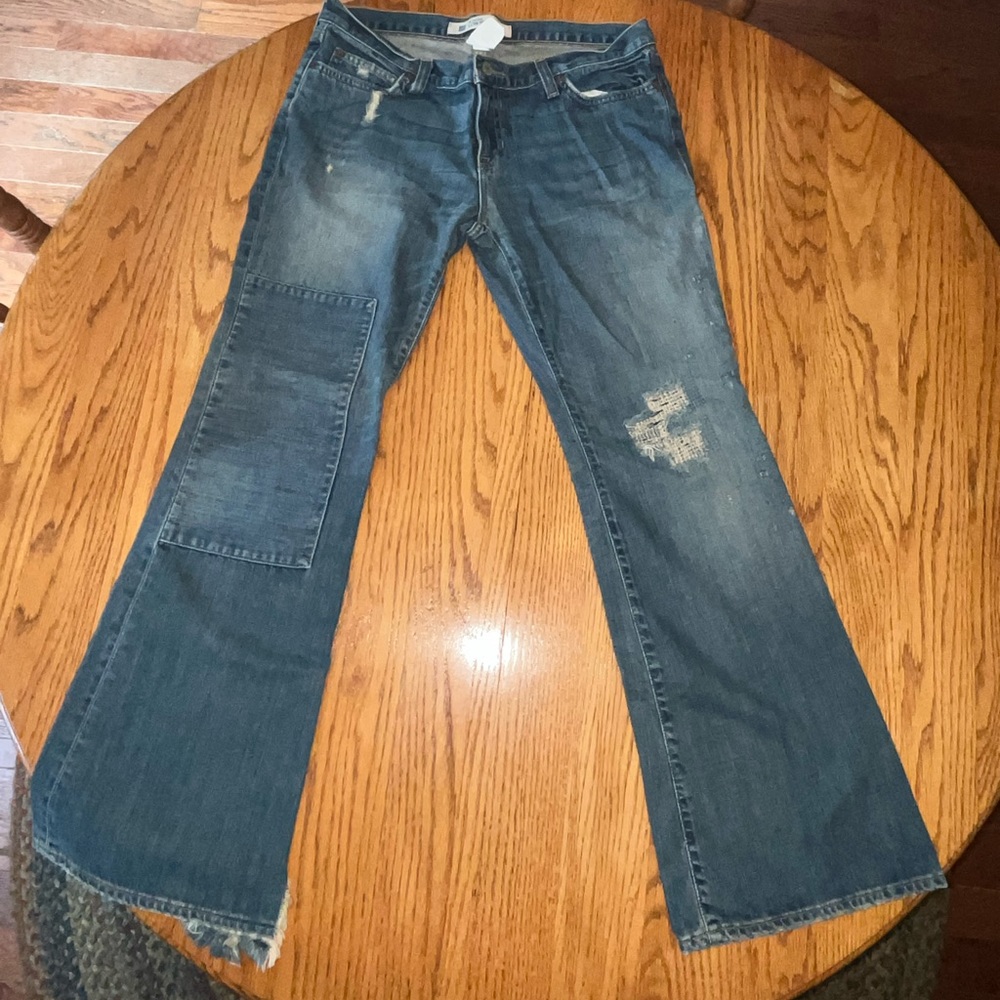 Vintage Gap original low-rise flare, distressed jeans. 10 regular. Gently worn.